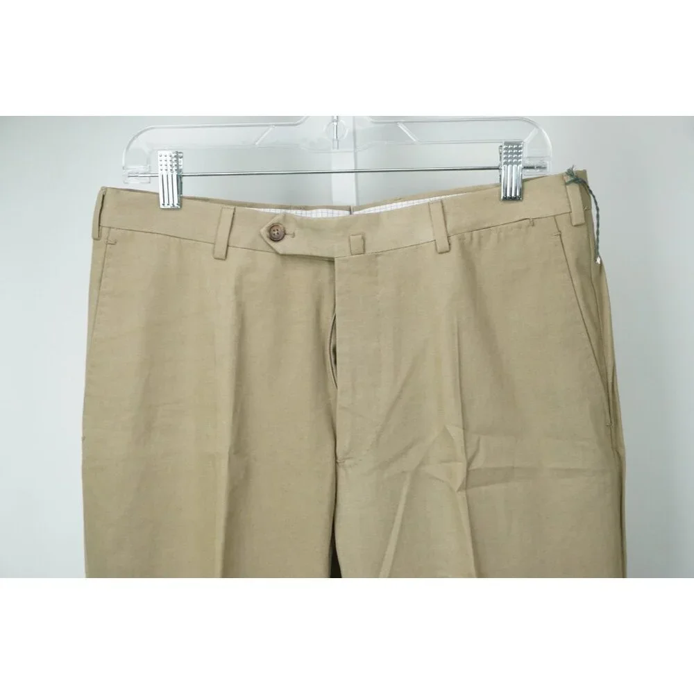 Luigi Borrelli Khaki Brown 100% Cotton Pants Sz 48 NEW